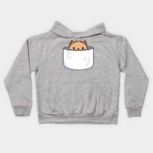 Orange Pocket Kitten Kids Hoodie